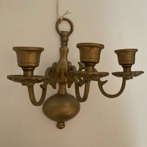 Vintage Brass 3 Candle Wall Sconce